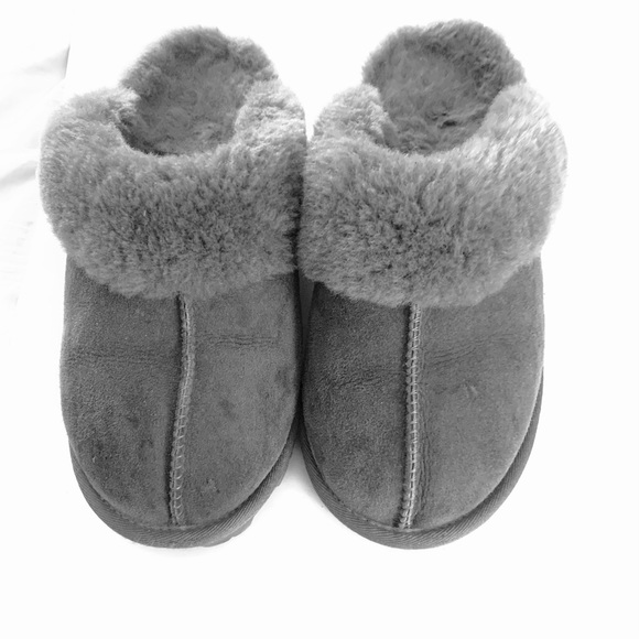 WAYSOFT Shearling Slipper Slides, Grey - Picture 2 of 3
